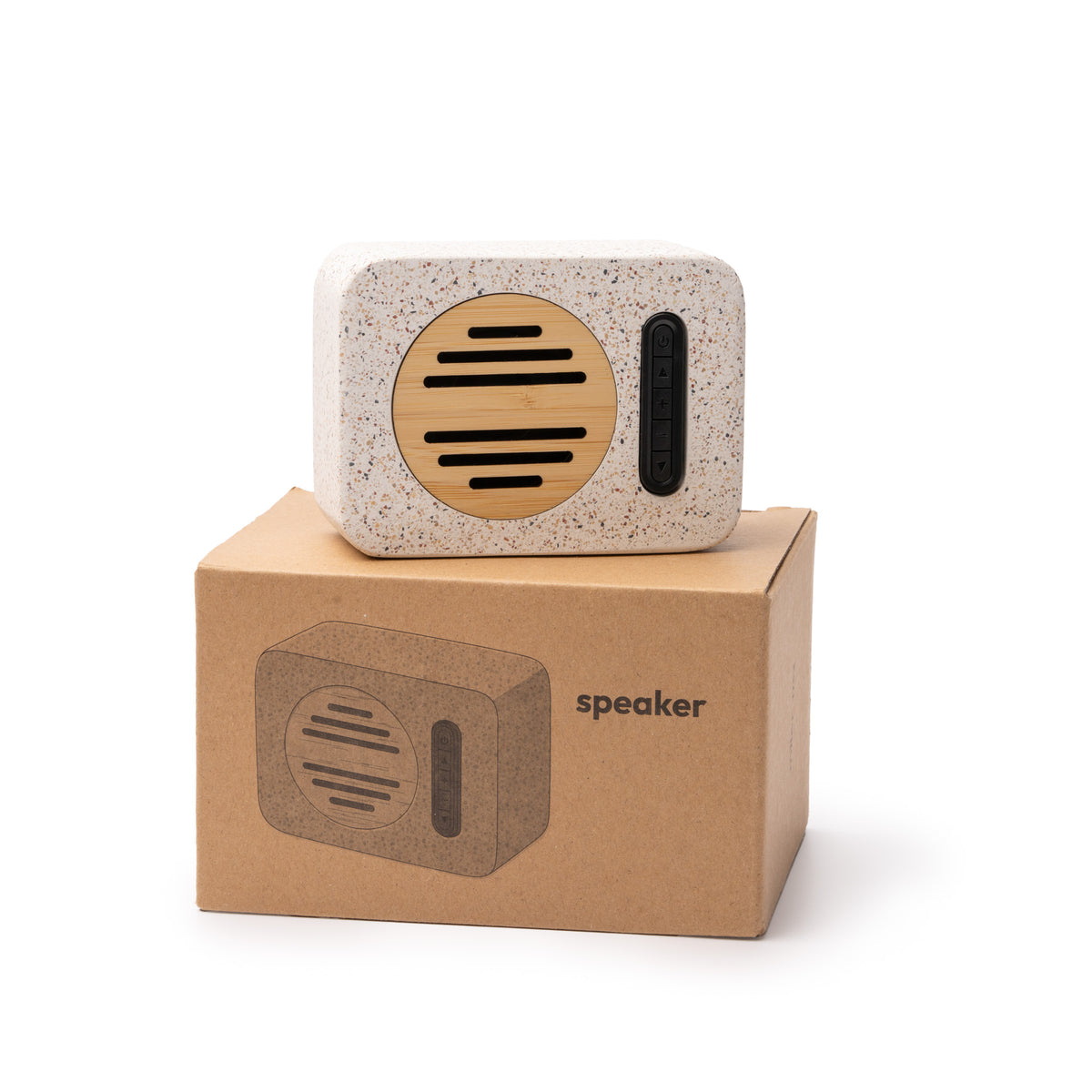 HAUT-PARLEUR SANS FIL EN TERRAZZO RECYCLÉ ET BAMBOU – MILER